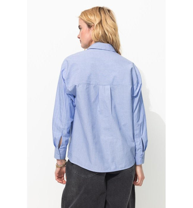 Chemise Rayée Oversize Femme - Bleu Raye