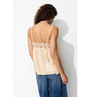 Top en Satin et Dentelle Femme - Naturel Uni Clair