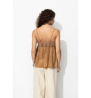 Top en Satin et Dentelle Femme - Grège Uni Fonce
