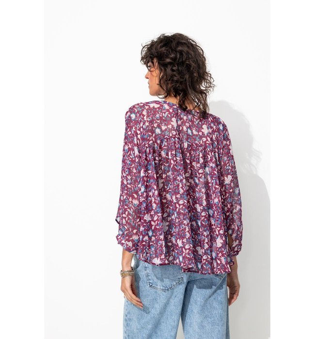 Chemise Oversize en Voile - Violet Imprime