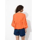 Blouse en Gaze de Coton Femme - Orange Uni Colore