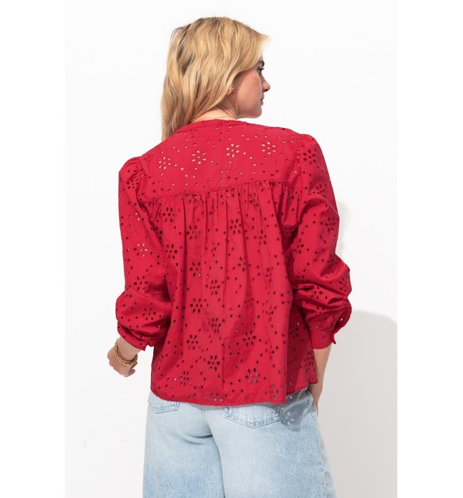 Chemise en Broderie Anglaise - Rouge Uni Colore