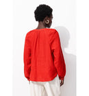 Chemise en Gaze de Coton Brodé - Rouge Uni Colore