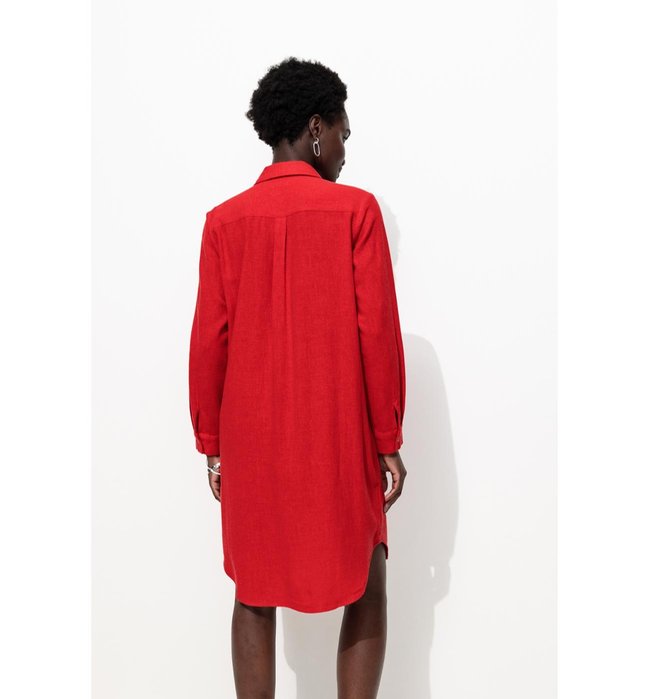 Longue Chemise Femme - Rouge Uni Colore