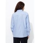 Longue Chemise Brodée Femme - Bleu Raye