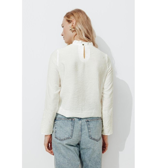 Blouse Romantique Brodée Femme - Naturel Uni Clair