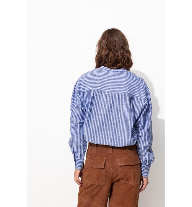 Chemise Oversize Rayée Femme - Bleu Raye