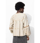 Blouse Brodée Folk Femme - Naturel Uni Clair
