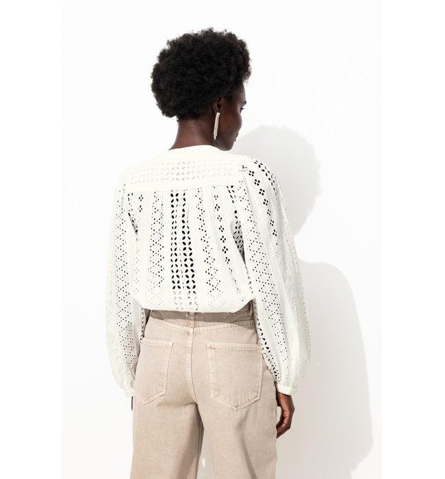 Blouse en Broderie Anglaise - Naturel Uni Clair