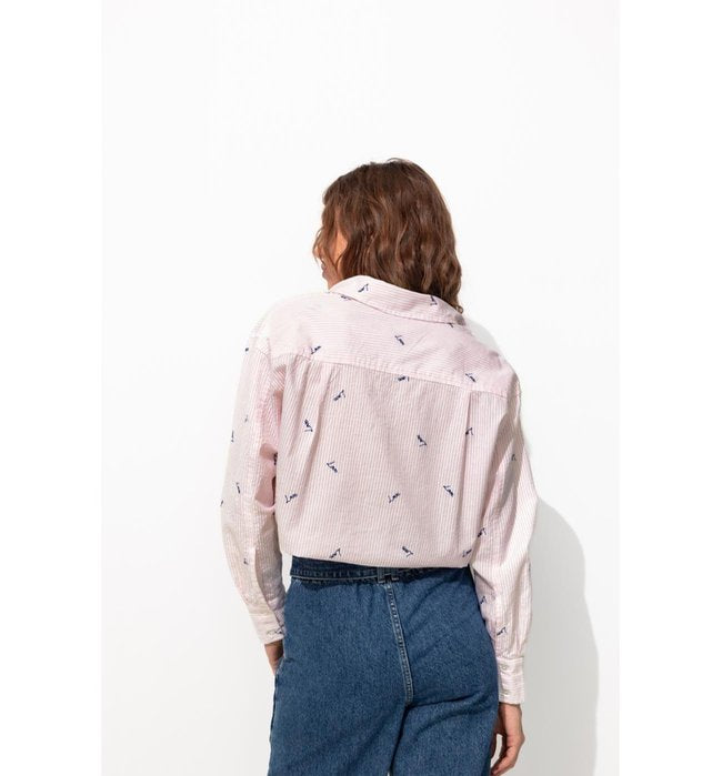 Chemise Oversize Broderie Love - Multicolore Raye