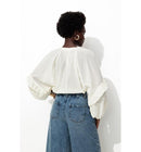 Blouse en Coton Plumetis Femme - Naturel Uni Clair