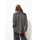 Chemise Perlée en Satin Femme - Gris Uni Fonce
