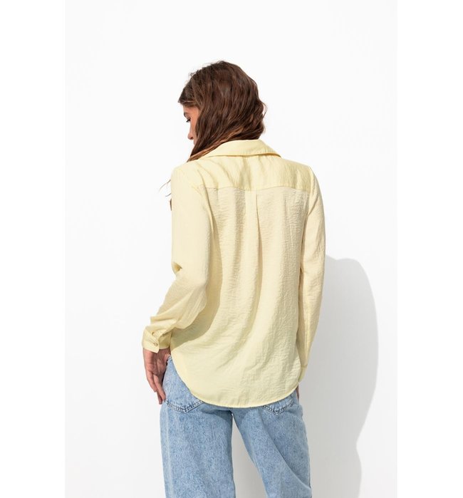Chemise Perlée en Satin Femme - Jaune Uni Colore