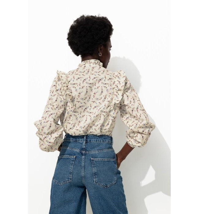 Chemise en Coton Fleuri Femme - Naturel Imprime