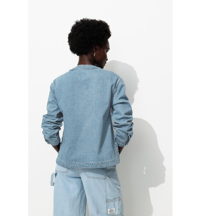 Blouse en Jean Rayée Femme - Jeans Uni Fonce