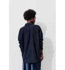 Chemise Oversize Unie Femme - Bleu Uni Fonce
