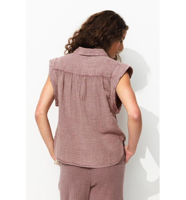 Chemise en Gaze de Coton Femme - Violet Uni Colore