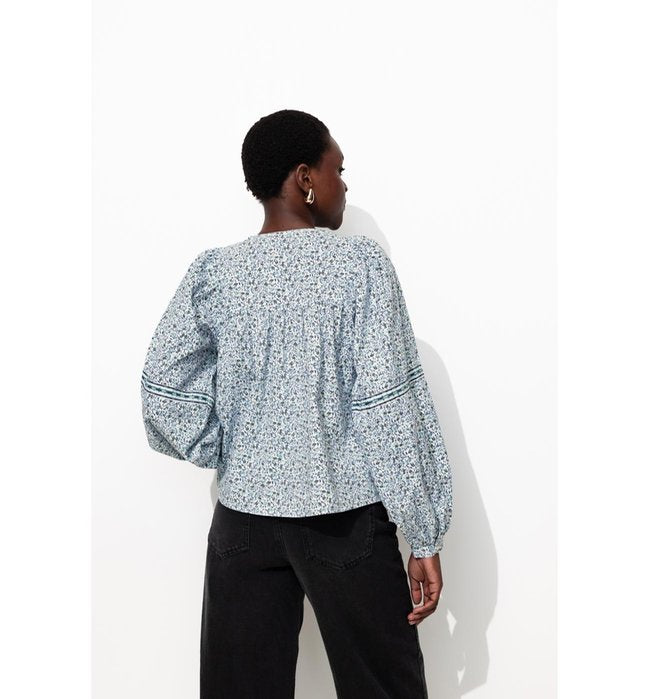 Blouse Fleurie Manches Ballon - Multicolore Imprime