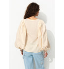 Chemise Brodée Manches Ballon - Naturel Uni Clair