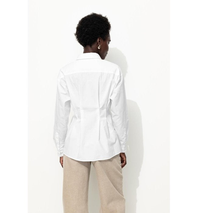 Chemise Cintrée en Popeline - Blanc Uni Clair
