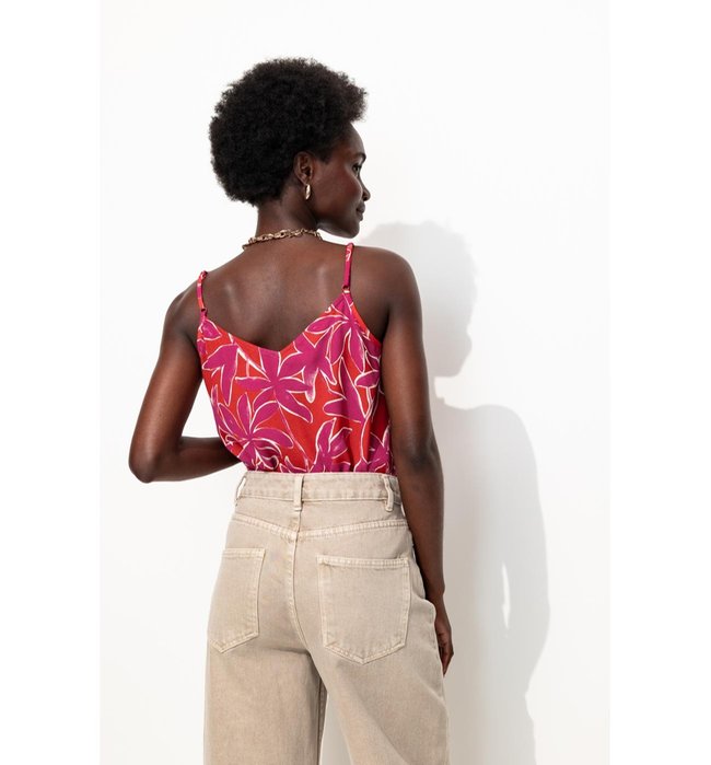 Top à Fines Bretelles Femme - Rouge Imprime