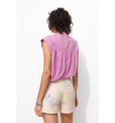 Blouse Unie en Coton Femme - Violet Uni Colore