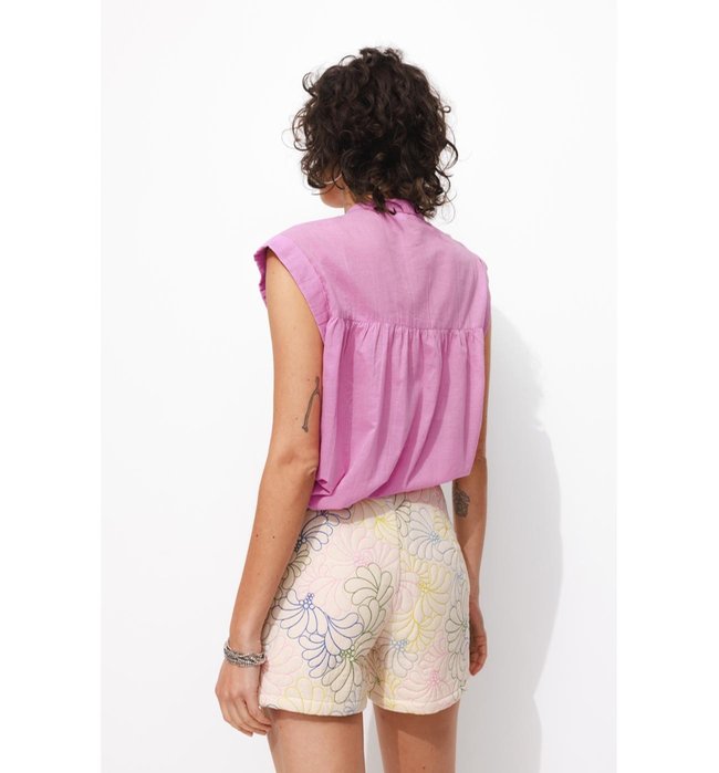 Blouse Unie en Coton Femme - Violet Uni Colore