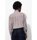 Chemise à Col Volanté Femme - Naturel Carreaux