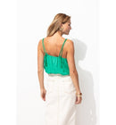 Top à Bretelles Nouées Femme - Vert Uni Colore