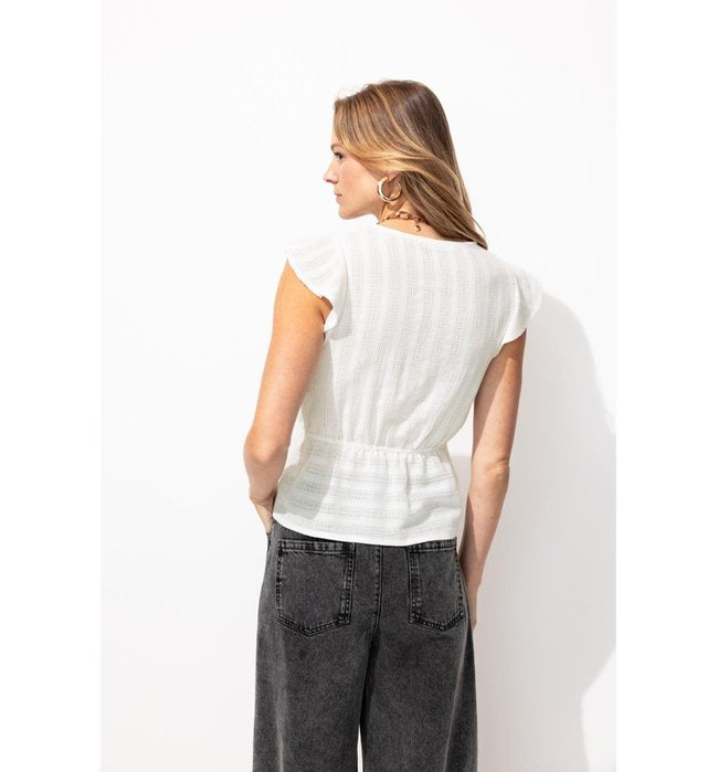 Blouse Effet Cache-cœur Femme - Naturel Uni Clair