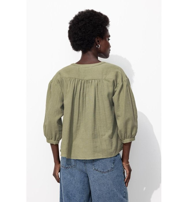 Blouse Oversize - Kaki Uni Fonce
