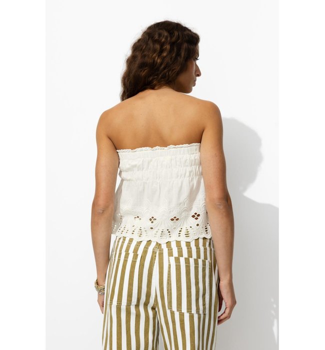 Crop Top Brodé Femme - Naturel Uni Clair