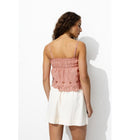 Crop Top Brodé Femme - Rose Uni Colore