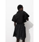 Chemisier Cropped Brodé Femme - Noir Uni Fonce