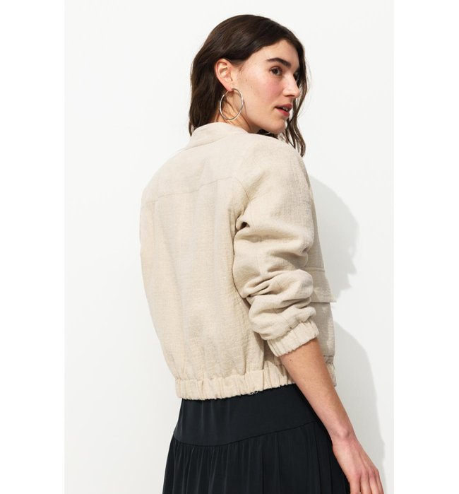 Bomber à Épaulettes Femme - Naturel Uni Clair