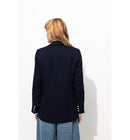 Blazer Croisé Unie Femme - Bleu Uni Fonce