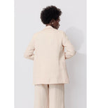 Mujer Blazer cruzado de color liso, Color Natural Claro, Color liso