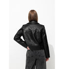 Blouson Rock en Simili Femme - Noir Uni Fonce