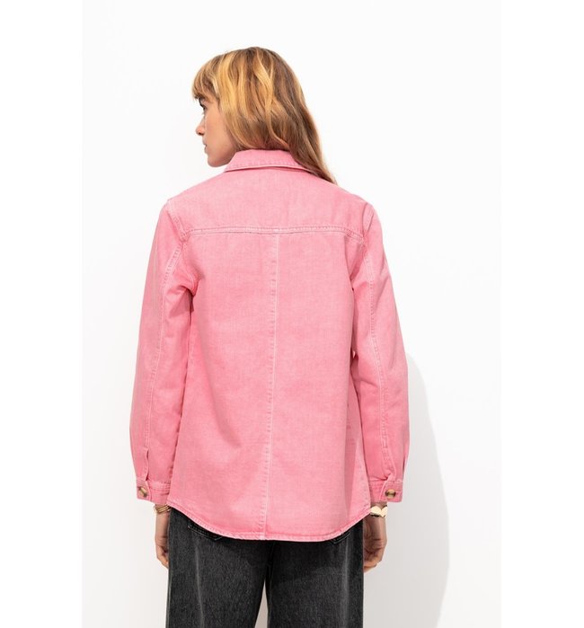 Alma Veste Surchemise Rayée - Rose Uni Colore