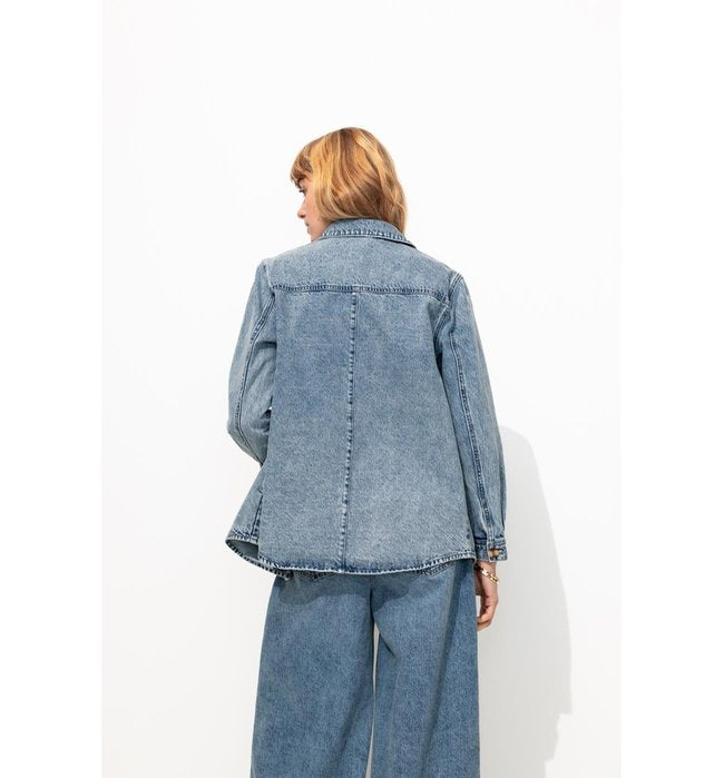 Alma Veste Surchemise Rayée - Jeans Uni Fonce