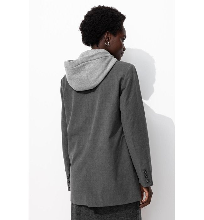 Veste de Tailleur à Capuche - Gris Uni Clair