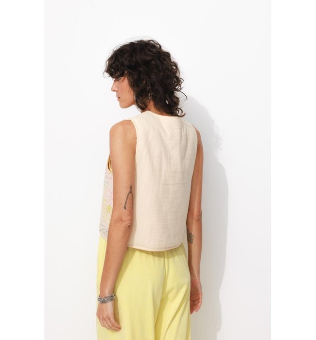 Boléro Matelassé Brodé Femme - Naturel Imprime