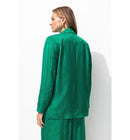 Veste de Tailleur en Satin - Vert Uni Colore