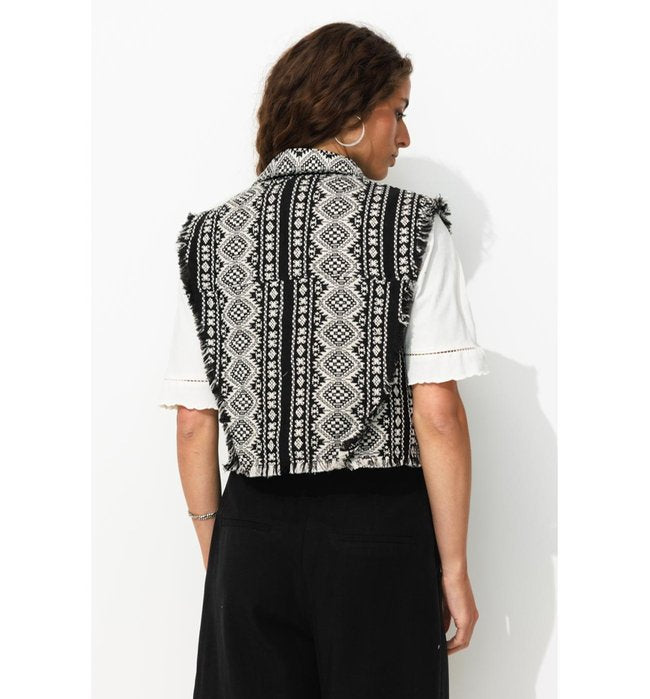 Blouson sans Manches Femme - Noir Imprime