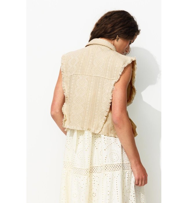 Blouson sans Manches Femme - Naturel Imprime
