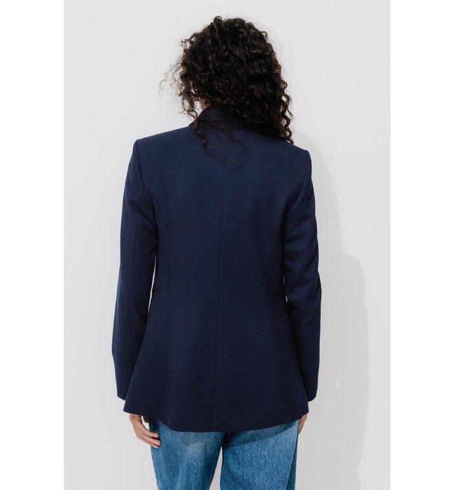 Veste de Tailleur Côtelée - Bleu Uni Fonce