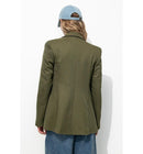 Veste de Tailleur Côtelée - Kaki Uni Fonce