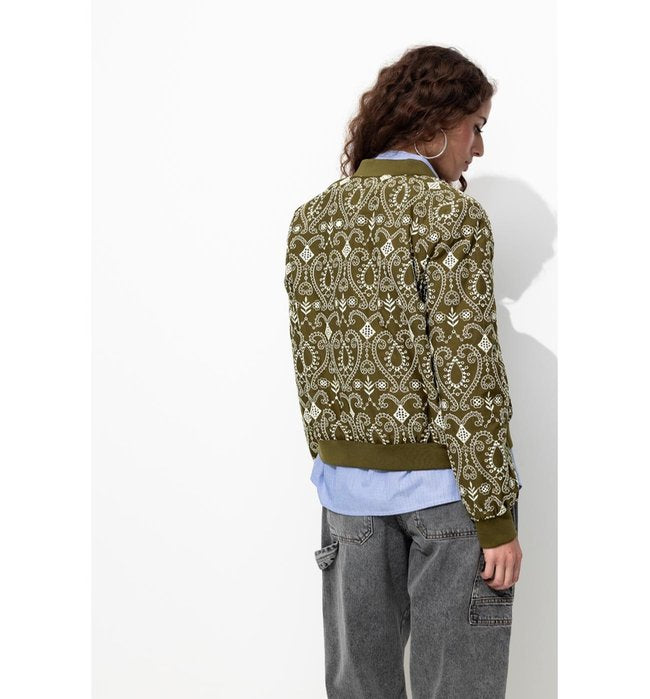 Blouson en Broderie Anglaise - Kaki Uni Fonce