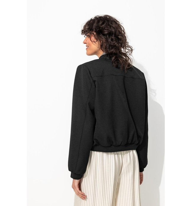 Bomber Épaulé Uni Femme - Noir Uni Fonce