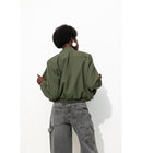 Bomber Épaulé Uni Femme - Kaki Uni Fonce